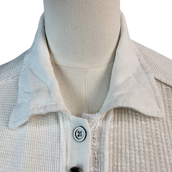 NEW POL Oversized Small Textured White Knit Button Down Sweater Relaxed Fit BOHO - Picture 9 of 16